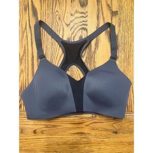 Nike Black Gray Rival Dri-Fit High Impact Racerback Mesh Sports Bra Size 32C